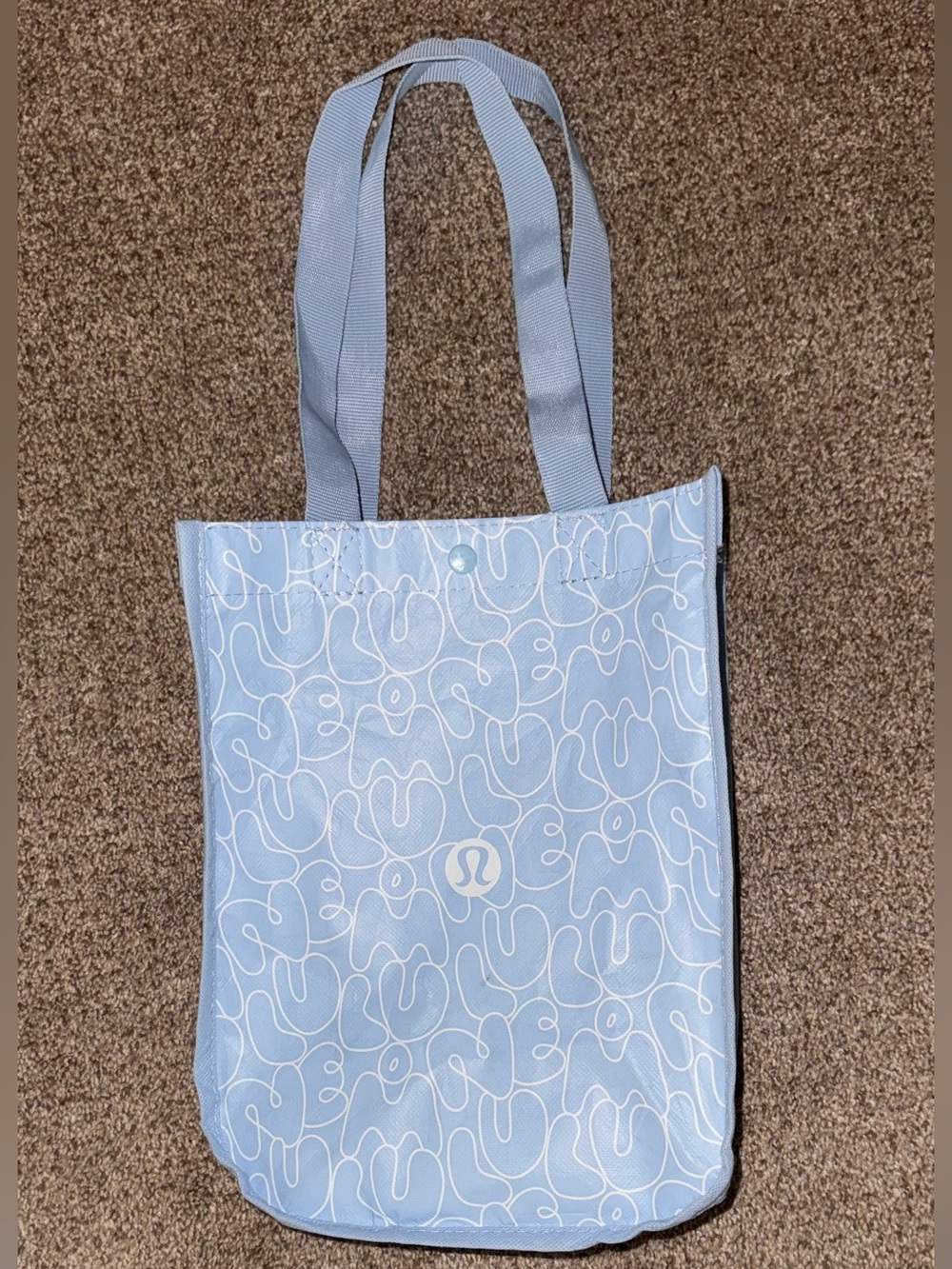 lululemon athletica Light Blue Tote with White Logo Pattern